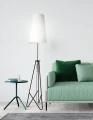 TAFLO LAMPA PODŁOGOWA CZARNO ZŁOTA 1X60W E27 ABAŻUR BIAŁY 51-07322 Candellux