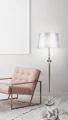 PRIMA LAMPA PODŁOGOWA CHROMOWY 1X60 E27 ABAŻUR SREBRNY 51-03683 Candellux