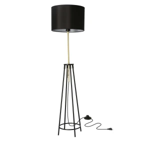 TEGOLA LAMPA PODŁOGOWA CZARNY+ZŁOTY MATOWY 1X60W E27 ABAŻUR CZARNY 51-00071 Candellux