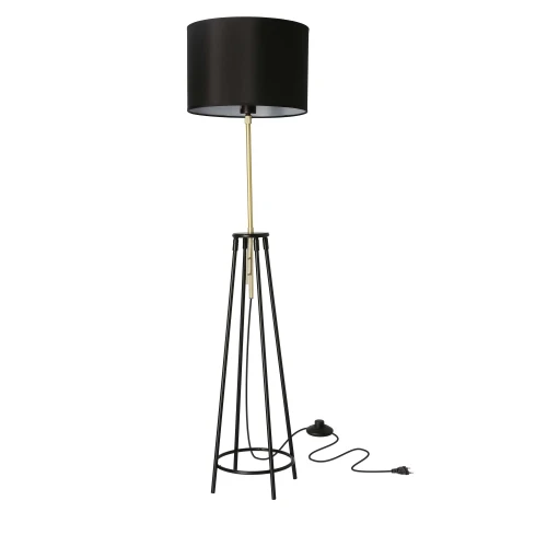 TEGOLA LAMPA PODŁOGOWA CZARNY+ZŁOTY MATOWY 1X60W E27 ABAŻUR CZARNY 51-00071 Candellux