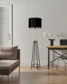 TEGOLA LAMPA PODŁOGOWA CZARNY+ZŁOTY MATOWY 1X60W E27 ABAŻUR CZARNY 51-00071 Candellux