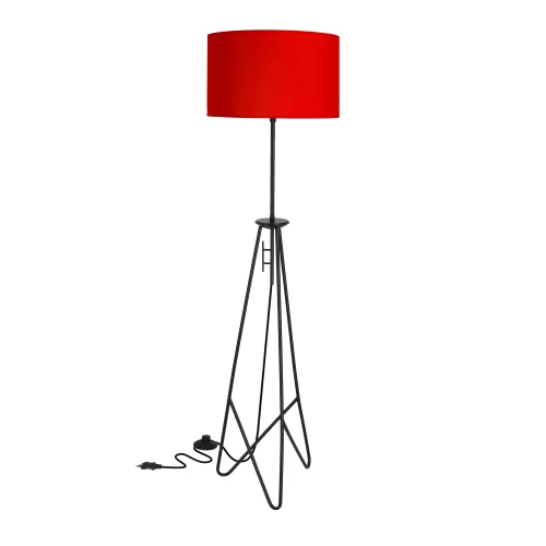 FLOAT LAMPA PODŁOGOWA CZARNA 1X60W E27 ABAŻUR CZERWONY 51-78834 Candellux