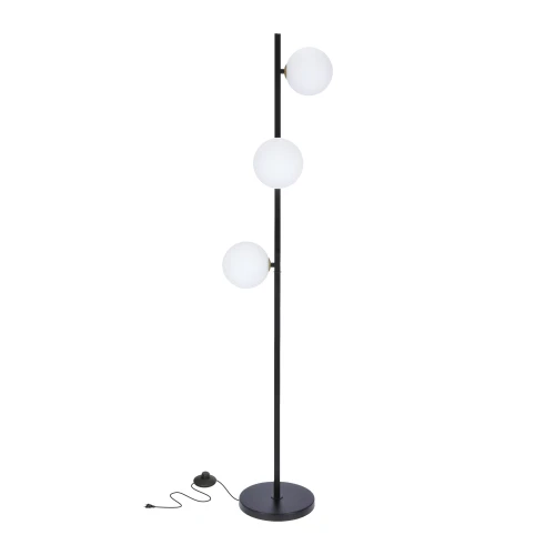 Kama lampa podłogowa czarny+złoty 3x28w g9 klosz biały 53-01238 Candellux