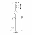 Kama lampa podłogowa czarny+złoty 3x28W G9 klosz grafitowy 53-44136 Candellux