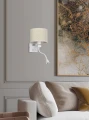 POLO LAMPA KINKIET BIAŁY 1X40W E27+2W LED ABAŻUR KREMOWY 21-27665 Candellux
