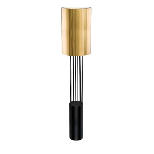 Lampa podłogowa IHI BLACK 9474 abażur w kolorze mosiądzu SHILO DOHAR