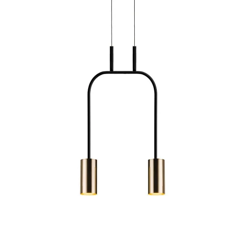 Lampa wisząca Vai 2 Krótka - Mosiądz polerowany-czarna (305 mm) 8841 (Amplex) Antigo