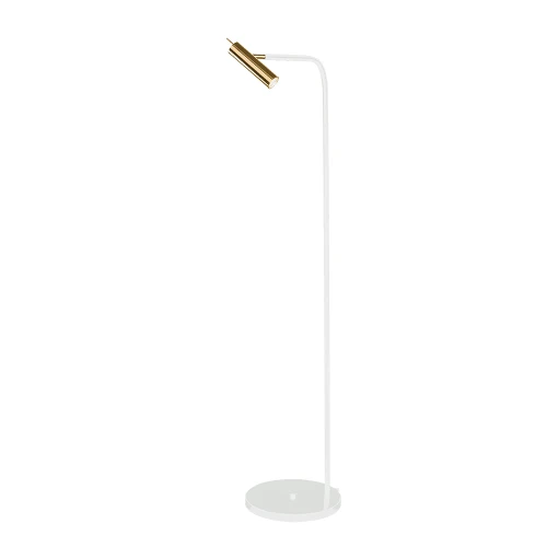 Lampa podłogowa Amos - Mosiądz polerowany-biała (1385 mm) 8143 (Amplex) Antigo