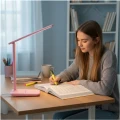 Różowa lampka biurkowa, regulowane ramię LED 7W zmienna barwa 3CCT