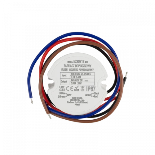 Zasilacz do puszk fi60 1,2A 20W 24V IP67 50x50x22 EC20818 Eco Light