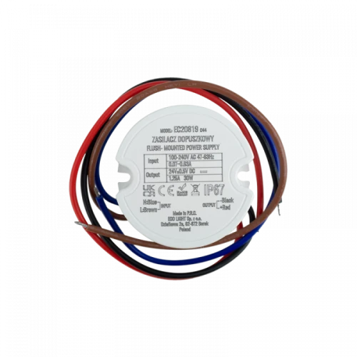 Zasilacz do puszk fi60 1,25A 30W 24V IP67 50x50x22 EC20819 Eco Light