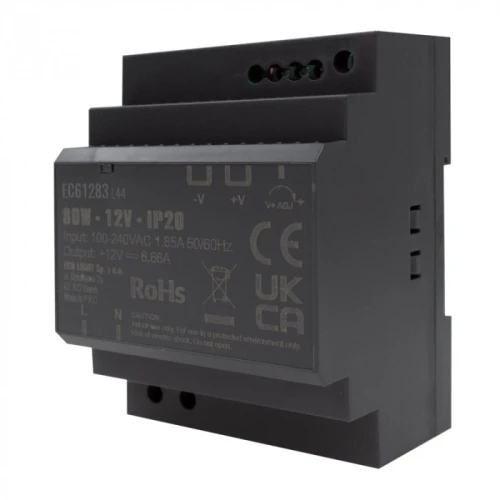 Zasilacz na szynę DIN PREMIUM 12V 80W EC61283 Eco Light