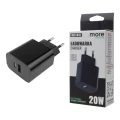 Ładowarka sieciowa 20W USB-C + USB-A czarna ME61645 Eco Light