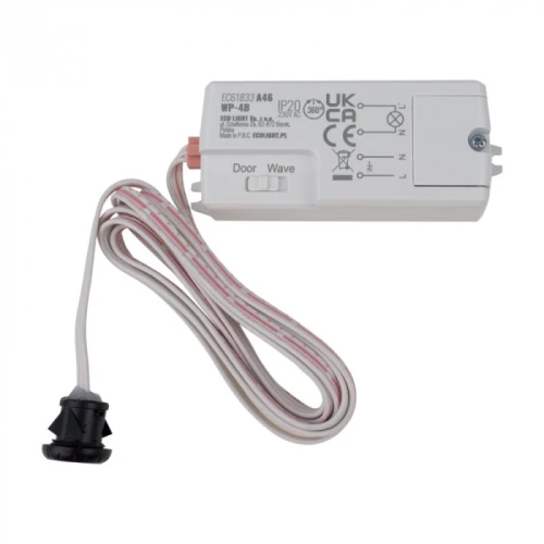 Wyłącznik bezdotykowy PIR 2w1 WP-4B uruchamiany ruchem ręką lub drzwi max. 500W detekcja ruchu 5-6cm EC61833 Eco Light