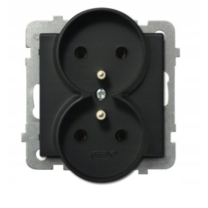 Gniazdo podwójne z/u czarny metalik GP-2RRZ/m/33 SONATA