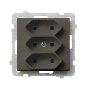 SONATA Gniazdo potrójne b/u 2,5A EURO czekoladowy metalik GP-3R/m/40
