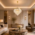Lampa wisząca SPLENDORE 80 cm - żyrandol złoto-kryształowy DN915-80P Step into Design
