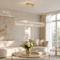 Lampa wisząca ADONIS 100 cm - żyrandol złoty z kryształami ST-8877P-100 Step into Design