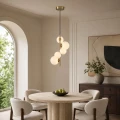 Lampa wisząca MOLECULA 38 cm biało złota pionowa NOW-10883P3 Step into Design
