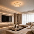 Plafon ledowy APOLLO 50 cm - złoty plafon LED, kryształowy ST-8876W-50 Step into Design