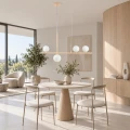 Lampa wisząca MODERNO 80 cm - kremowa z białymi kloszami DN1506 beige Step into Design