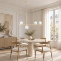 Lampa wisząca MODERNO 80 cm - kremowa z białymi kloszami DN1506 beige Step into Design
