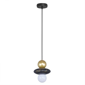 Lampa wisząca MARBLE złoto-czarna 1*E27 344540 Goldlux