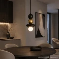 Lampa wisząca MARBLE 2 złoto-czarna 1*E27 344564 Goldlux