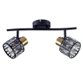 Lampa ścienno-sufitowa ZAHARA 2*E27, czarno-złota z kryształem 336774 Goldlux