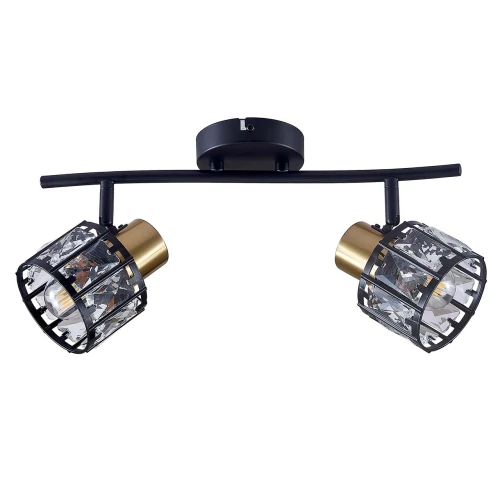 Lampa ścienno-sufitowa ZAHARA 2*E27, czarno-złota z kryształem 336774 Goldlux