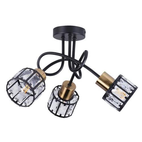 Lampa sufitowa ZAHARA 3*E27, czarno-złota z kryształem 336781 Goldlux