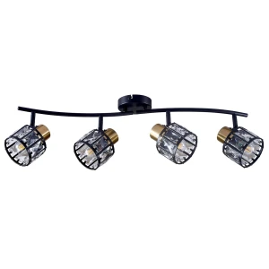 Lampa ścienno-sufitowa ZAHARA 4*E27, czarno-złota z kryształem 336798 Goldlux