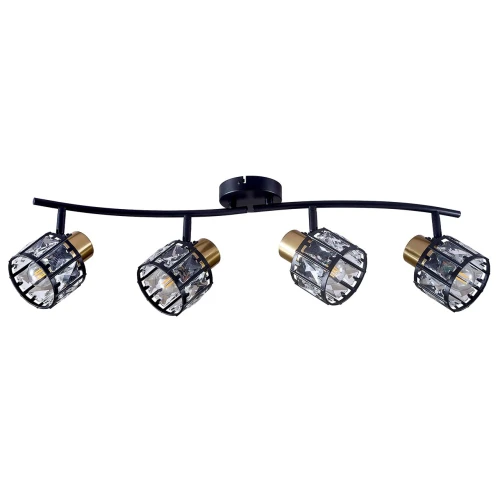 Lampa ścienno-sufitowa ZAHARA 4*E27, czarno-złota z kryształem 336798 Goldlux