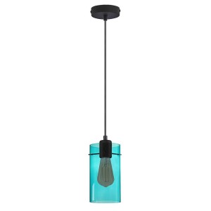 Lampa wisząca FIRENZE NEW z niebieskim, szklanym kloszem TK Lighting