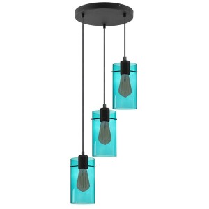 Lampa wisząca FIRENZE NEW na okrągłej rozecie z niebieskimi, szklanymi kloszami TK Lighting