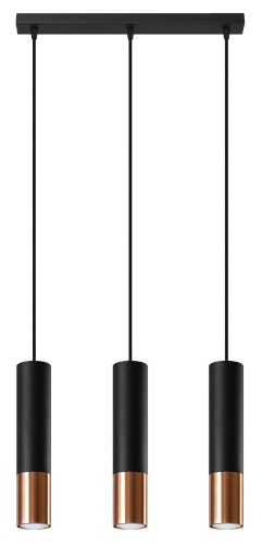 Lampa wisząca LOOPEZ 3L czarny/miedź SL.0948 SOLLUX
