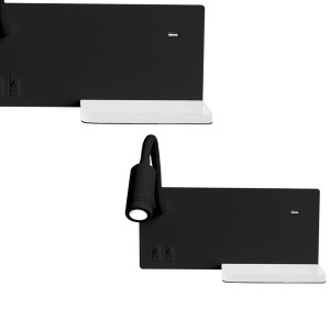 Lampa nocna z półką SHELF BLACK LED 4W+5W+2W | ML6344 Milagro