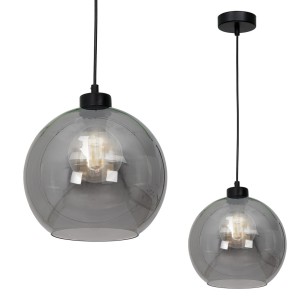 Lampa wisząca SOFIA SMOKED pojedyncza kula z dymnionego, czarnego szkła Milagro