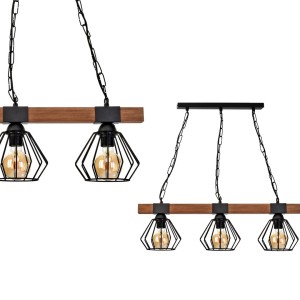 Lampa wisząca ULF BLACK / WOOD 3xE27 60W | MLP6193 Milagro