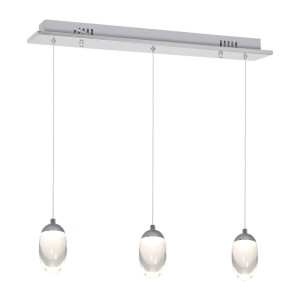Lampa wisząca OVO 15W LED na listwie z trzema kloszami nowoczesna Milagro