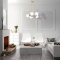 Lampa wisząca VIENNA białe, szklane kule na obręczy w kolorze miedzi Milagro