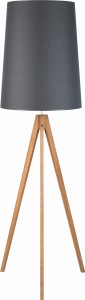 Lampa podłogowa WALZ GRAY na drewnianym trójnogu z szarym abażurem TK Lighting