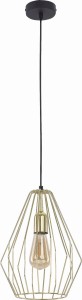 Lampa wisząca BRYLANT GOLD z pojedynczym, drucianym kloszem w kolorze złota TK LIGHTING