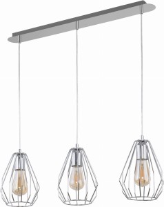 Lampa wisząca BRYLANT SILVER na listwie z 3 drucianymi kloszami w kolorze chromu TK LIGHTING