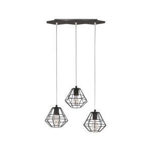 Lampa wisząca DIAMOND na geometrycznej listwie z 3 kloszami w stylu industrialnym TK Lighting
