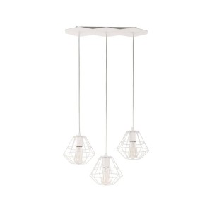 Lampa wisząca DIAMOND WHITE na listwie z 3 drucianymi kloszami industrialna TK Lighting