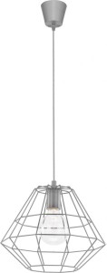 Lampa wisząca DIAMOND GRAY z szarym, drucianym kloszem w stylu industrialnym 