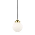Lampa wisząca RIANO z klasycznym białym kloszem ze szkła i złotymi elementami Zuma Line