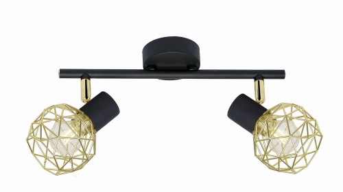 ACROBAT LAMPA SUFITOWA LISTWA 2X40W E14 CZARNY KLOSZ ZŁOTY | Candellux 92-66336