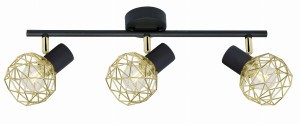 ACROBAT LAMPA SUFITOWA LISTWA 3X40W E14 CZARNY KLOSZ ZŁOTY | Candellux 93-66640